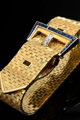 Mid-century yellow gold 750 belt bracelet with sap… - фото 1 Mid-century yellow gold 750 belt bracelet with sap… - фото 1