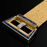 Mid-century yellow gold 750 belt bracelet with sap… - фото 3