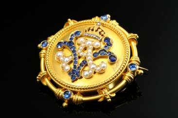 Large courtly yellow gold 900 gift brooch of Empre…