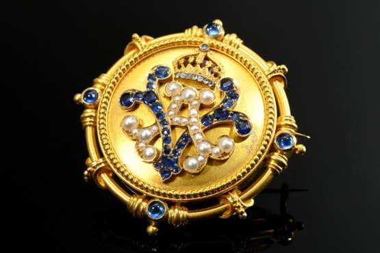 Large courtly yellow gold 900 gift brooch of Empre… - фото 2