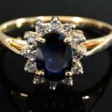 Zarter Entourage Gelbgold 585 Ring mit Saphir Doub… - Foto 2