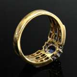 585 yellow and white gold ring with faceted sapphi… - photo 4