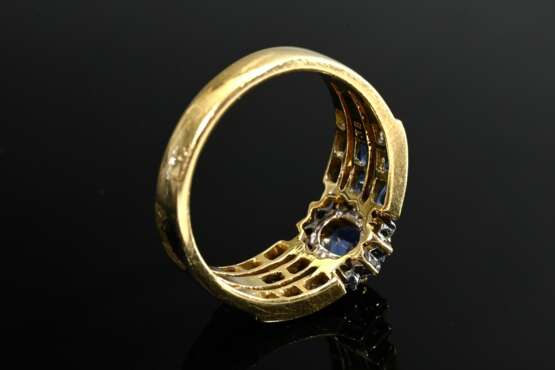 585 yellow and white gold ring with faceted sapphi… - photo 4