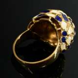 Hoch aufgewölbter Gelbgold 750 Ring mit blauweißer… - Foto 3