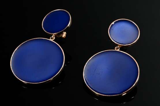 Paar moderne vergoldete Silber 925 Ohrhänger mit b… - Foto 1 Paar moderne vergoldete Silber 925 Ohrhänger mit b… - Foto 1