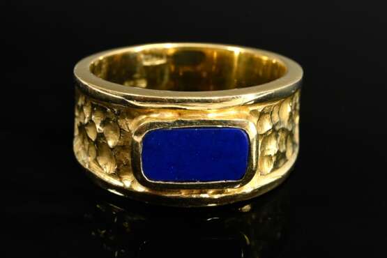 Moderner Gelbgold 750 Ring mit rechteckiger Lapisl… - Foto 3