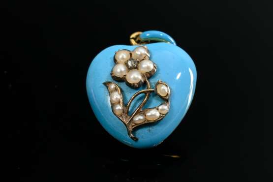 Biedermeier yellow gold 750 heart medallion with f… - фото 1