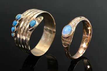 2 Various early Biedermeier snake rings, early 19t…