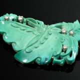 Expressive brooch with finely carved turquoise lea… - photo 1