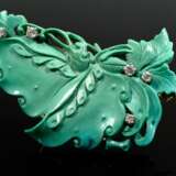 Expressive brooch with finely carved turquoise lea… - photo 2