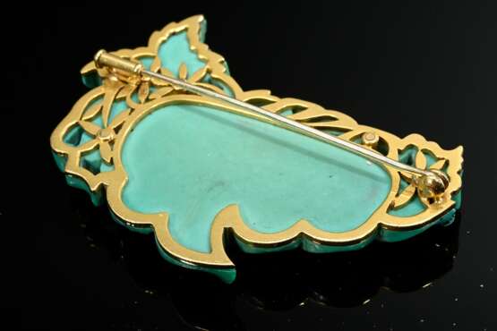 Expressive brooch with finely carved turquoise lea… - photo 3 Expressive brooch with finely carved turquoise lea… - photo 3