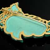 Expressive brooch with finely carved turquoise lea… - photo 3