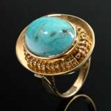 Mid-century yellow gold 585 ring with turquoise ca… - photo 1