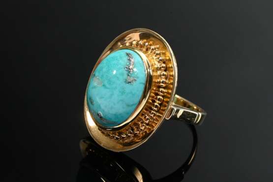 Mid-century yellow gold 585 ring with turquoise ca… - photo 2 Mid-century yellow gold 585 ring with turquoise ca… - photo 2