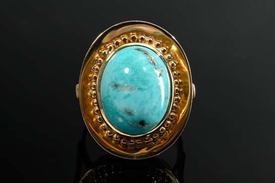 Mid-century yellow gold 585 ring with turquoise ca… - photo 3 Mid-century yellow gold 585 ring with turquoise ca… - photo 3