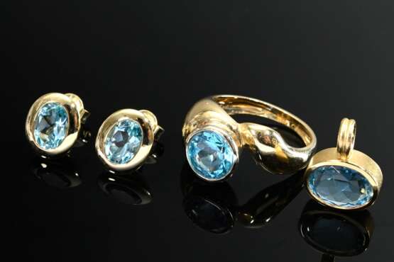 4 Various pieces of jewellery with blue topaz: ova… - фото 1 4 Various pieces of jewellery with blue topaz: ova… - фото 1