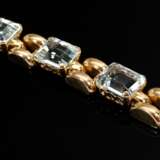 Mid-century 750 rose gold bracelet with aquamarine… - photo 2