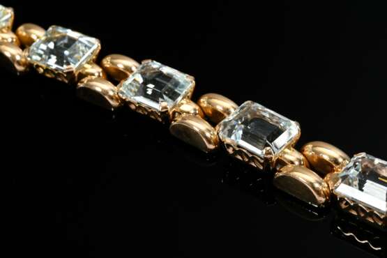 Mid-century 750 rose gold bracelet with aquamarine… - photo 2