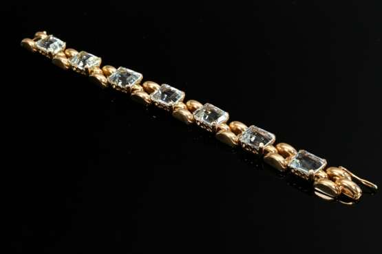 Mid-century 750 rose gold bracelet with aquamarine… - photo 3