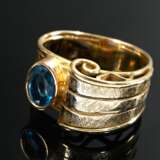 Modern handmade 585 yellow gold ring with faceted … - photo 2