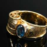 Modern handmade 585 yellow gold ring with faceted … - photo 3