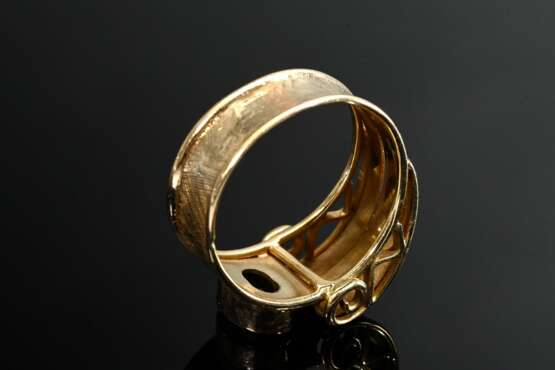 Modern handmade 585 yellow gold ring with faceted … - photo 4