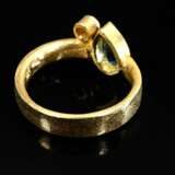 Handcrafted 750 yellow gold ring with aquamarine d… - фото 3