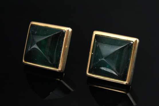 Pair of handcrafted 750 yellow gold stud earrings … - фото 1 Pair of handcrafted 750 yellow gold stud earrings … - фото 1