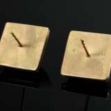 Pair of handcrafted 750 yellow gold stud earrings … - фото 2