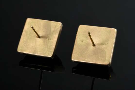Pair of handcrafted 750 yellow gold stud earrings … - фото 2 Pair of handcrafted 750 yellow gold stud earrings … - фото 2