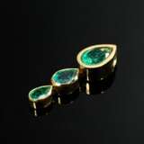 750 yellow gold pendant with 3 colourful pure emer… - фото 1