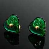 Pair of Baccarat ‘Coeur’ ear clips in green crysta… - фото 2