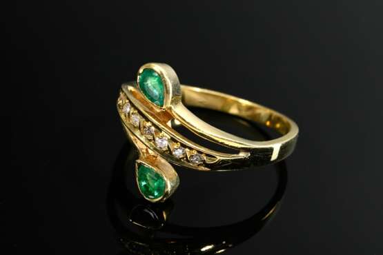 Modern 750 yellow gold ring with emerald drop and … - фото 2 Modern 750 yellow gold ring with emerald drop and … - фото 2