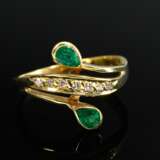Modern 750 yellow gold ring with emerald drop and … - фото 3