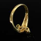 Modern 750 yellow gold ring with emerald drop and … - фото 4