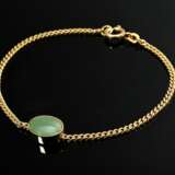 Delicate 585 yellow gold flat chain bracelet with … - photo 1