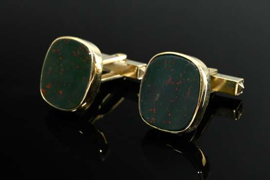 Pair of classic 585 yellow gold cufflinks with hel… - photo 1 Pair of classic 585 yellow gold cufflinks with hel… - photo 1