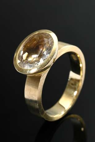 Handcrafted 585 yellow gold ring with oval faceted… - photo 1 Handcrafted 585 yellow gold ring with oval faceted… - photo 1