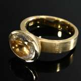 Handcrafted 585 yellow gold ring with oval faceted… - photo 2