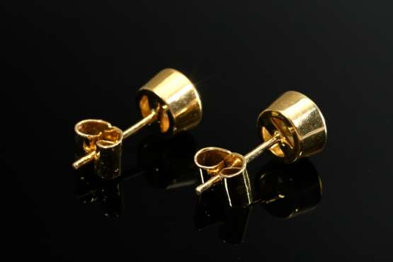 Pair of classic 750 yellow gold stud earrings with… - photo 2 Pair of classic 750 yellow gold stud earrings with… - photo 2