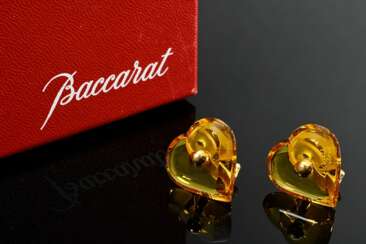 Baccarat ‘Coeur’ ear clips in yellow crystal glass…