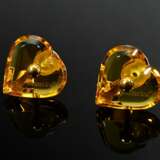 Baccarat ‘Coeur’ ear clips in yellow crystal glass… - photo 3