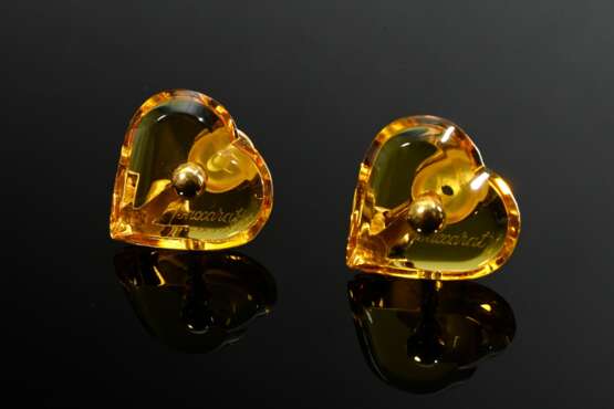 Baccarat ‘Coeur’ ear clips in yellow crystal glass… - photo 3 Baccarat ‘Coeur’ ear clips in yellow crystal glass… - photo 3