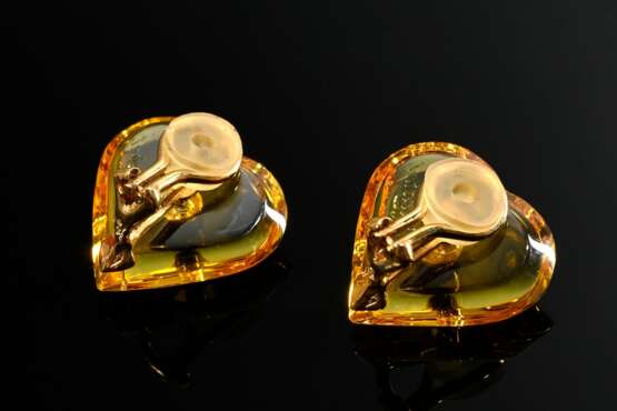Baccarat ‘Coeur’ ear clips in yellow crystal glass… - photo 4 Baccarat ‘Coeur’ ear clips in yellow crystal glass… - photo 4