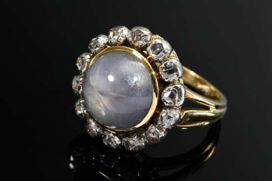 Delicate 750 yellow gold ring with star sapphire c… - photo 1