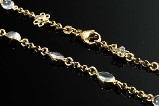 Yellow gold 585 link chain with moonstone cabochon… - photo 2