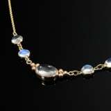 Delicate yellow gold 333 link chain with 5 moonsto… - photo 2