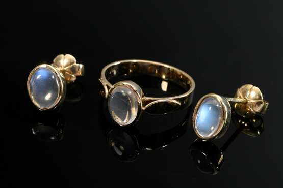 3 pieces of 585 yellow gold jewellery with moonsto… - фото 2 3 pieces of 585 yellow gold jewellery with moonsto… - фото 2