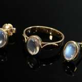 3 pieces of 585 yellow gold jewellery with moonsto… - фото 2