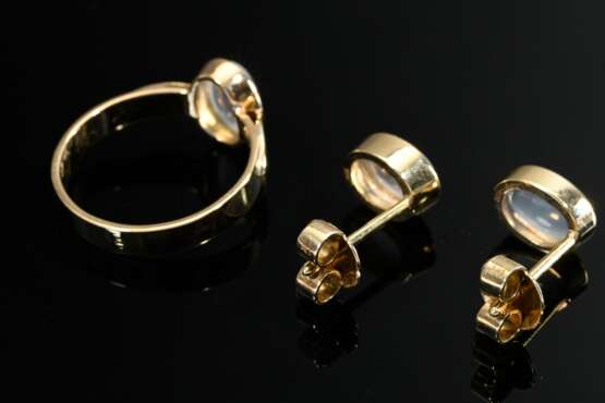 3 pieces of 585 yellow gold jewellery with moonsto… - фото 3 3 pieces of 585 yellow gold jewellery with moonsto… - фото 3